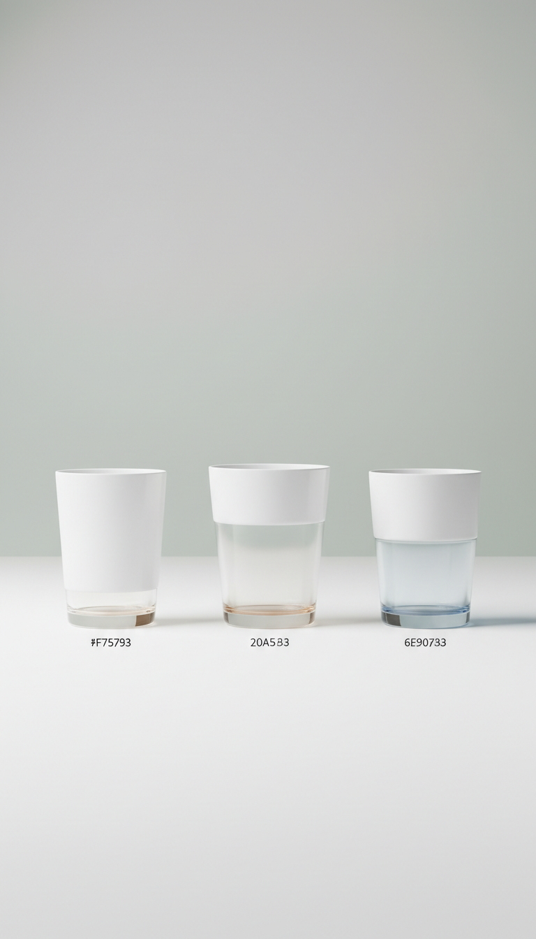 Glasbecher-Set in Porzellanweiß mit minimalistischer Silhouette